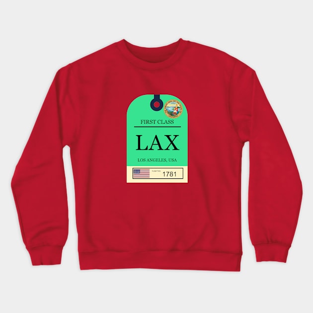 Los Angeles airport strap tag Crewneck Sweatshirt by Travellers